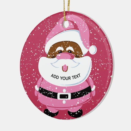 かわいいピンクのアフリカ系アメリカ人サンタクロースのクリスマス セラミックオーナメント (左)