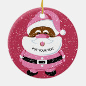 かわいいピンクのアフリカ系アメリカ人サンタクロースのクリスマス セラミックオーナメント (裏面)