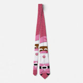 かわいいピンクのアフリカ系アメリカ人サンタクロースのクリスマス ネクタイ (裏面)