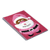 かわいいピンクのアフリカ系アメリカ人サンタクロースのクリスマス ノートブック (右側)