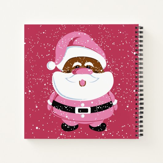 かわいいピンクのアフリカ系アメリカ人サンタクロースのクリスマス ノートブック (裏面)