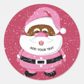 かわいいピンクのアフリカ系アメリカ人サンタクロースのクリスマス ラウンドシール (正面)