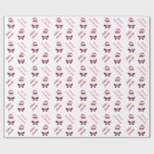 かわいいピンクのアフリカ系アメリカ人サンタクロースのクリスマス ラッピングペーパー (フラット)