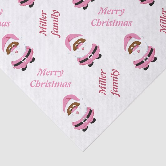 かわいいピンクのアフリカ系アメリカ人サンタクロースのクリスマス 薄葉紙 (詳細)