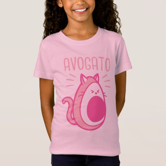 かわいいピンクのアボカド猫 Tシャツ (正面)