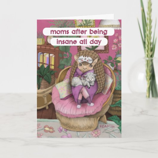 かわいいピンクのアルマジロの母の日ミーム マザーズデー カード (正面)