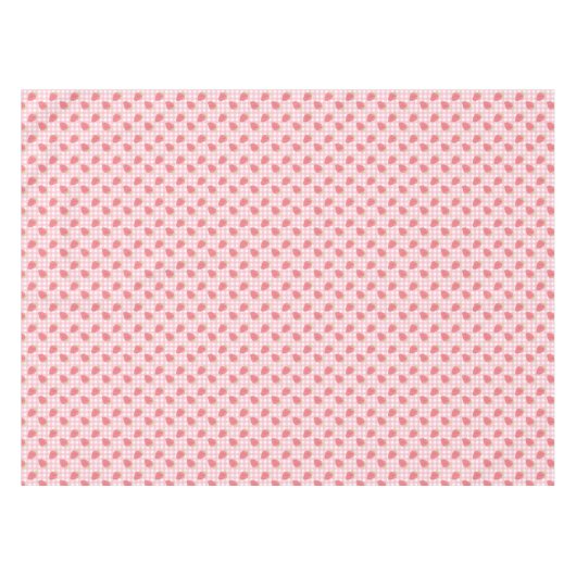 かわいいピンクのイチゴのギンガムピクニック テーブルクロス (正面(横))