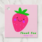 かわいいピンクのイチゴの誕生日パーティーありがとう フェイバータグ (正面)