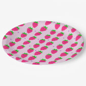 かわいいピンクのイチゴの誕生日パーティー ペーパープレート (アングル)