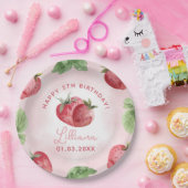 かわいいピンクのイチゴの誕生日パーティー ペーパープレート (パーティー)