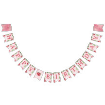 かわいいピンクのイチゴハッピーバースデー