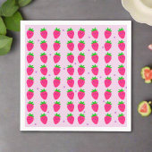 かわいいピンクのイチゴ柄の誕生日パーティーキッズ スタンダードカクテルナプキン