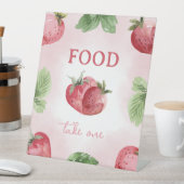 かわいいピンクのイチゴ食品 台座サイン (インサイチュ)