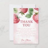 かわいいピンクのイチゴ サンキューカード (正面)