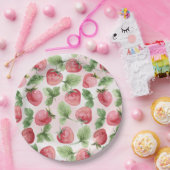 かわいいピンクのイチゴ ペーパープレート (パーティー)