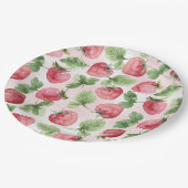 かわいいピンクのイチゴ ペーパープレート (アングル)