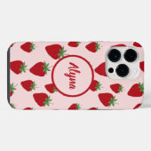 かわいいピンクのイチゴ iPhoneケース (裏面横)