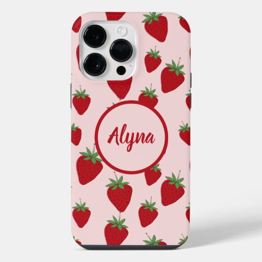 かわいいピンクのイチゴ iPhoneケース (裏面)