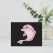 かわいいピンクのイルカ ポストカード (スタンド正面)