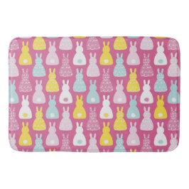 かわいいピンクのイースターバニーのウサギのパターン バスマット