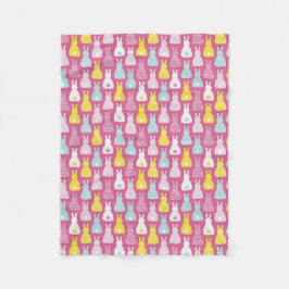 かわいいピンクのイースターバニーのウサギのパターン フリースブランケット