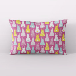 かわいいピンクのイースターバニーのウサギのパターン 枕カバー