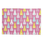 かわいいピンクのイースターバニーのウサギのパターン 枕カバー (裏面)