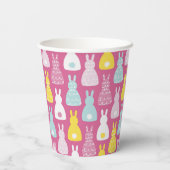 かわいいピンクのイースターバニーウサギ 紙コップ (裏面)