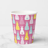 かわいいピンクのイースターバニーウサギ 紙コップ (正面)