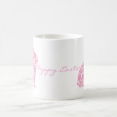 かわいいピンクのイースターバニーハート漫画 コーヒーマグカップ (中央)