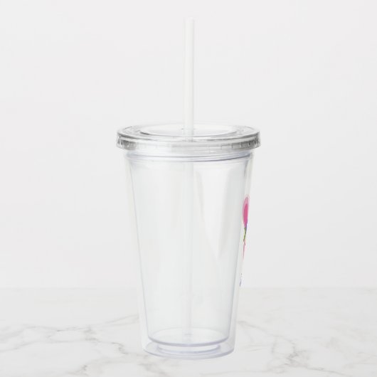 かわいいピンクのイースターバニーパーソナライズされたガール アクリルタンブラー (右)