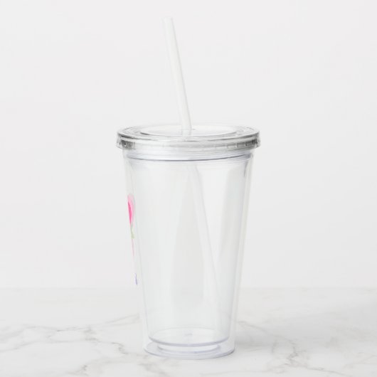 かわいいピンクのイースターバニーパーソナライズされたガール アクリルタンブラー (左)