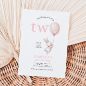 かわいいピンクのイースターバニーラビットガール2nd誕生日 招待状