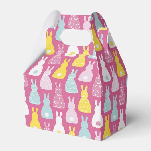 かわいいピンクのイースターバニーラビットビーボックス フェイバーボックス (正面サイド)