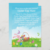 かわいいピンクのイースターバニー イースターエッグハント 招待状 (正面/裏面)