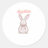 かわいいピンクのイースターバニー ラウンドシール (正面)