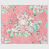 かわいいピンクのイースターバニー ラッピングペーパー (フラット)
