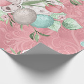 かわいいピンクのイースターバニー ラッピングペーパー (角)