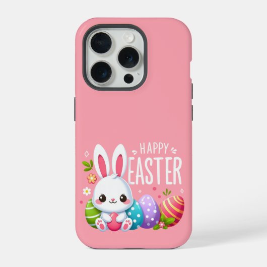かわいいピンクのイースターバニー iPhoneケース (裏面)