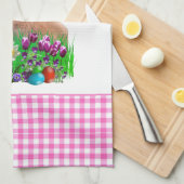 かわいいピンクのイースターラビットキッチンタオル キッチンタオル (四つ折り)