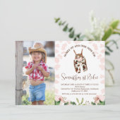 かわいいピンクのウェスタン最初のロデオ1歳の誕生日 招待状 (スタンド正面)