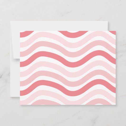 かわいいピンクのウェーブ柄ハート子供の文房具 ノートカード (裏面)