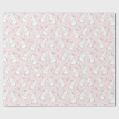 かわいいピンクのウサギのイースターパターン ラッピングペーパー (フラット)