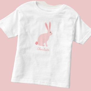 かわいいピンクのウサギのラビット オーダーメイド トドラーTシャツ
