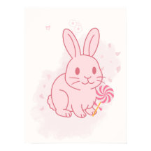 かわいいピンクのウサギの保育園壁画