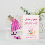 かわいいピンクのウサギの写真 フラット サンクス カード (スタンド正面)