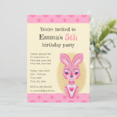 かわいいピンクのウサギの招待状（小さな女の子向け） 招待状 (スタンド正面)