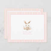 かわいいピンクのウサギの赤ちゃん女の子の赤ちゃんシャワー ノートカード (正面/裏面)
