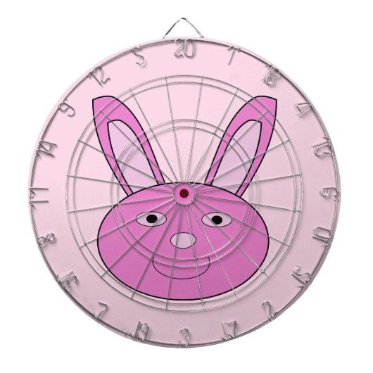 かわいいピンクのウサギの顔 イースター ダーツボード (正面)