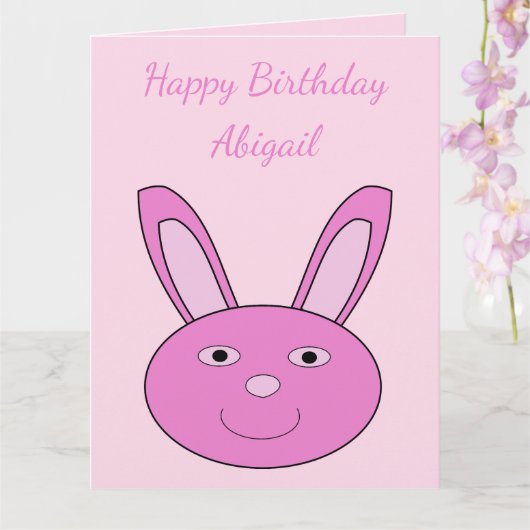 かわいいピンクのウサギの顔 春のカスタム誕生日 カード (蘭)